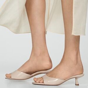 Mango Patent Nude Kitten Heels NEW